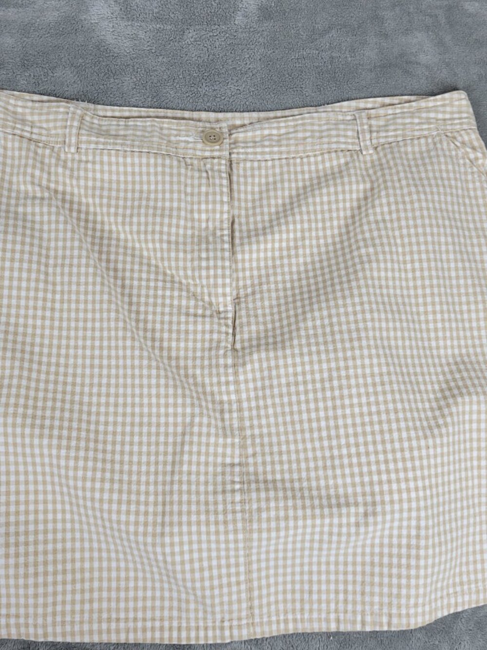 White Stag Skort 18W Beige White Plaid Cotton Zip Pockets Plus Short PLA14E